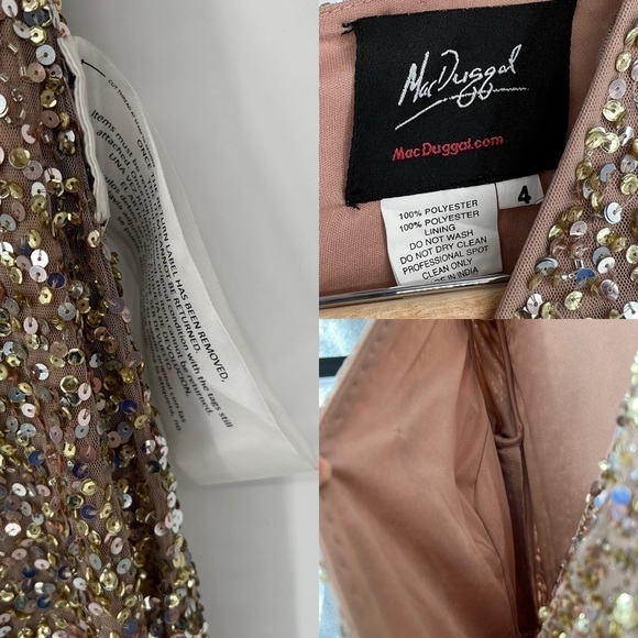 NWOT Mac Duggal Empire Sequined‎ Long Sleeve Evening Gown Gold Size 4 - Picture 14 of 16